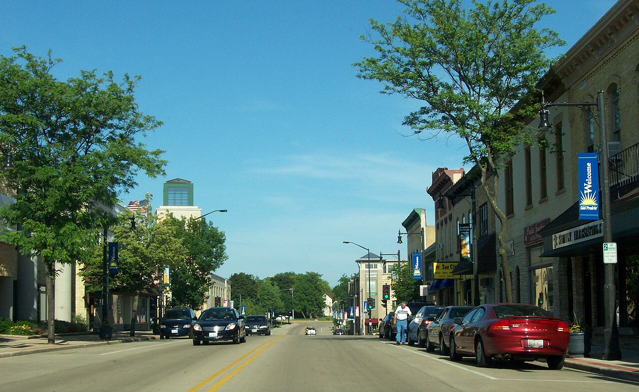 Downtown Sun Prairie, Wisconsin along Main Street